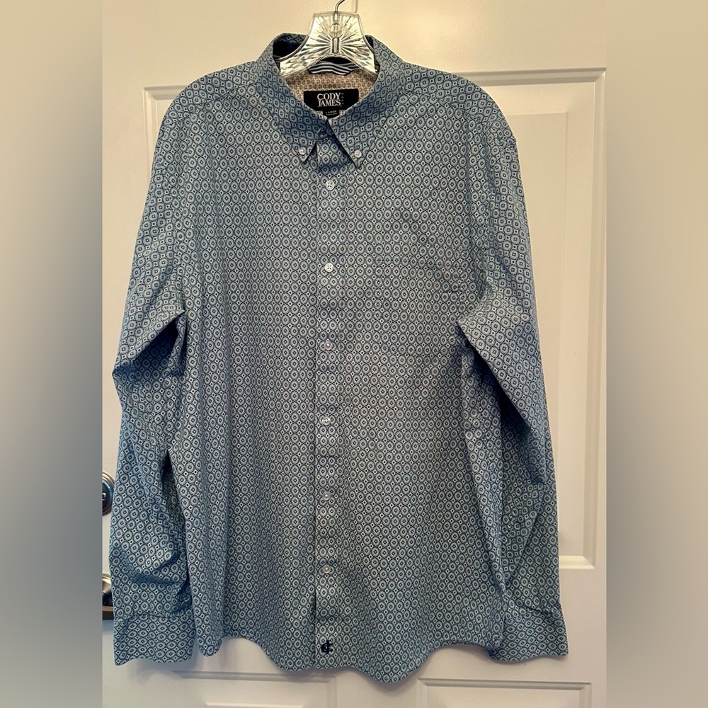 Cody James Western Shirt Men’s Large Blue Print Button Down Cowboy Rodeo